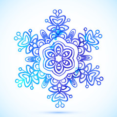 Watercolor vector blue snowflake