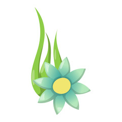 Flower icon nature plant isolated on white. Flower icon abstract blossom design flat decorative beautiful plant. Flower top view