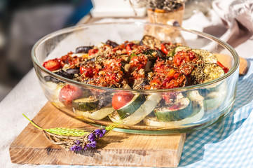 Baked ratatouille with vegetables