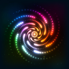 Abstract rainbow neoncosmic spiral background
