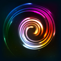 Rainbow colors shining neon lights twirl