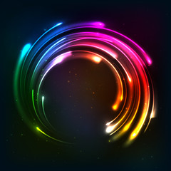 Obraz premium Shining rainbow neon lights circle frame