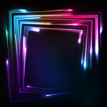 Shining rainbow neon lights squared frame