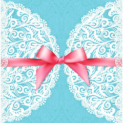 Blue lacy vector wedding card template