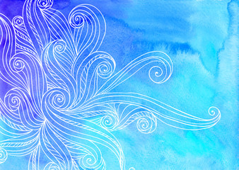 Fototapeta na wymiar Blue vector watercolor waves background