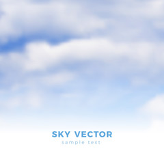 Fluffy clouds on blue sky, heaven vector illustration - gradient mesh
