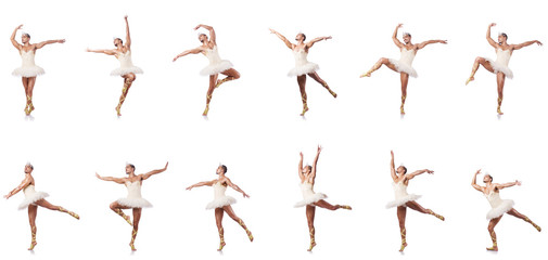 Man in ballet tutu isolated on white
