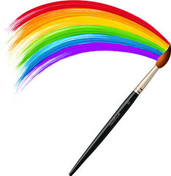 Vector brush painting rainbow