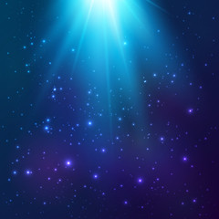 Bright blue vector cosmic light background