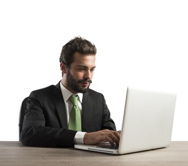 Businessman work with laptop