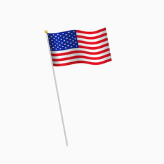 United States of America flag on white background, vector illustration