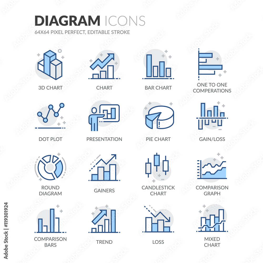 Wall mural line diagram icons