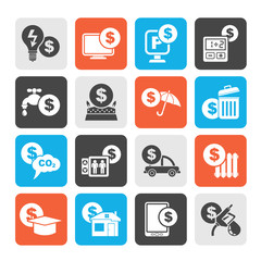 Silhouette payment of  bills icons - vector icon set