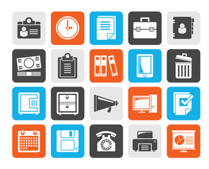 Silhouette Business and office supplies icons - vector icon set