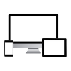 Realistic computer monitor, computer, laptop, phone, tablet. Vector EPS 10