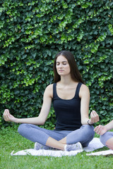attractive young women doing yoga poses