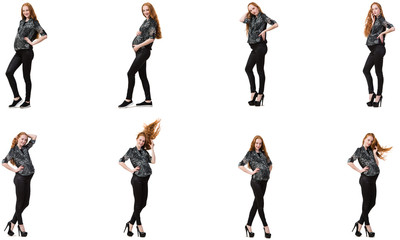 Pregnant woman in composite image isolated on white