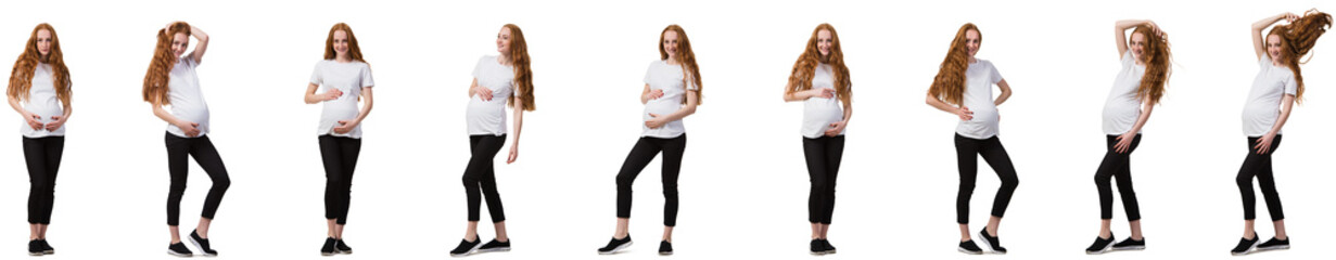 Pregnant woman in composite image isolated on white