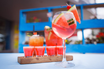 Alcoholic drinks with fresh fruit