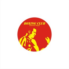 boxing match logo template in red 