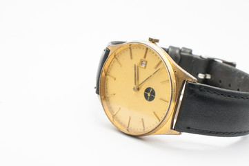 Vintage Wrist watches on white background.