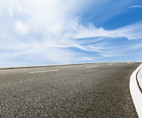 new asphalt roads and the blue sky