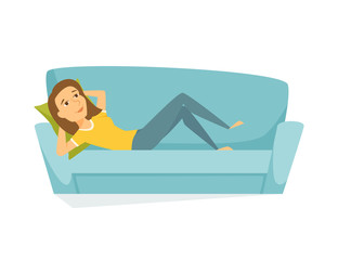 Woman lying on the sofa