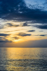 Sunrise, beach, raincloud