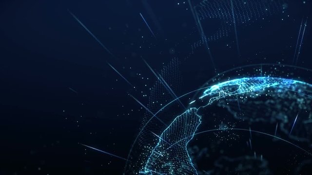 planet earth rotating animation future technology business concept
