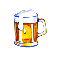 pint of beer hand drawn in watercolor