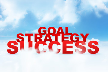 Fototapeta premium Success, Goal, Strategy Word in Cloudy Blue Sky