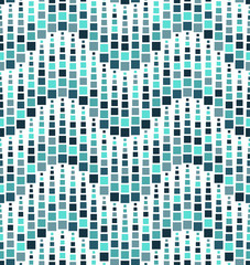 Seamless pattern on a white background. Has the shape of a wave. Consists of geometric elements of square shape in color. Useful as design element for texture, pattern and artistic compositions.