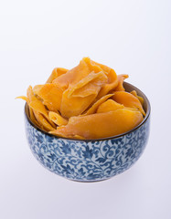 mango dry in bowl or dried mango slices.