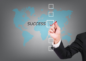 businessman has choose one of the six options, success