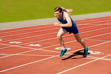 Obraz premium Picture of a man running a race.