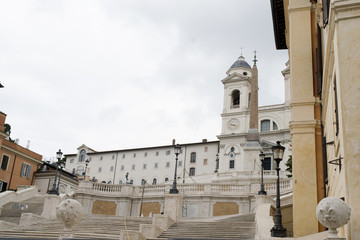 trinità dei monti in rome with famous monumental staircase