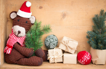 Obraz premium Weihnachtsteddy