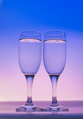 Two champagne glass with bubbles