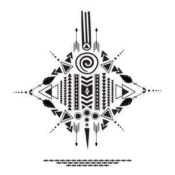 Vector illustration , ethnic Aztec style. Tribal wild image