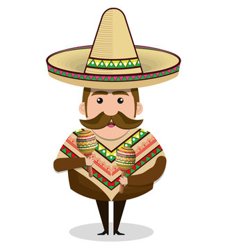 mexican man character isolated icon