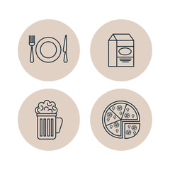 kitchen utensils and food isolated icons