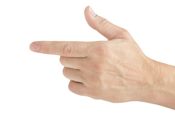 Hand  -  Zeigefinger auf weißem Hintergrund