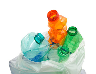 plastic bottles with sack