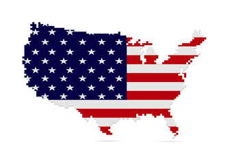 Creative pixel USA map vector illustration