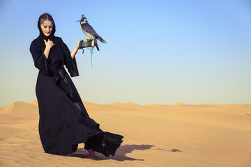 Woman with Peregrine Falcon