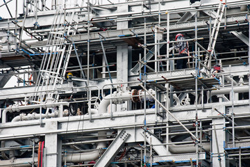 Industrial view at oil refinery plant form industry zone