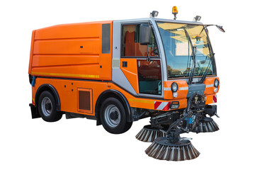 Street sweeper machine isolated with clipping path