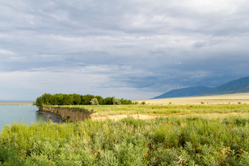 Obraz premium lake, steppe and mountains