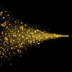 Naklejka premium Vector golden sparkling stardust trail