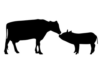 Vector silhouette of farm animal.